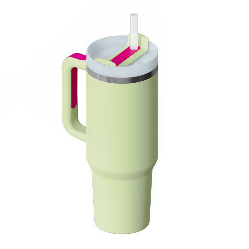 40 Oz Stainless Steel Spill Proof Tumbler With Handle Straw Insulated.