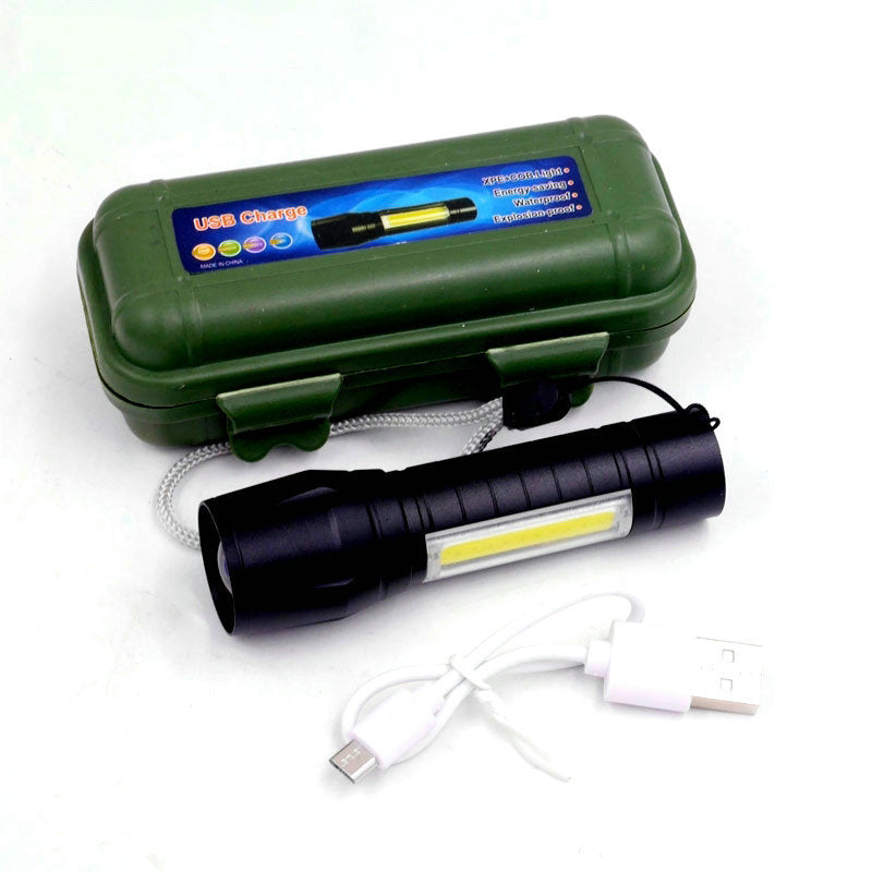 Mini USB Power Torch Multi-function Zoom Cob Flashlight