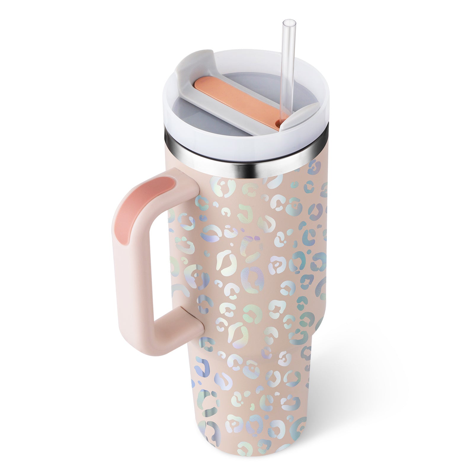 40 Oz Stainless Steel Spill Proof Tumbler With Handle Straw Insulated.