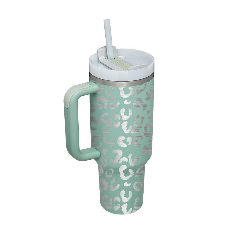 40 Oz Stainless Steel Spill Proof Tumbler With Handle Straw Insulated.