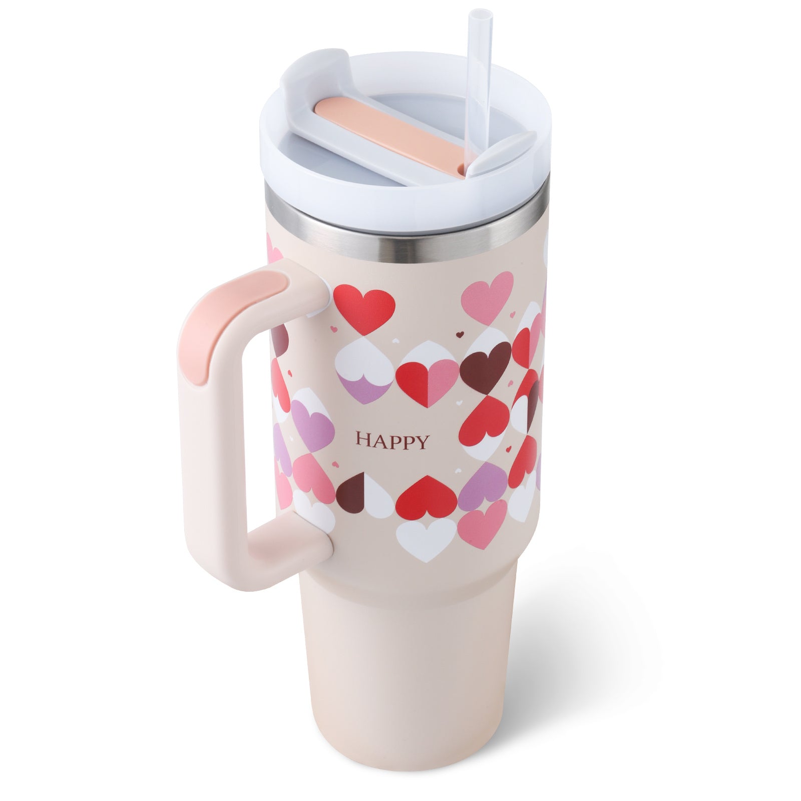 40 Oz Stainless Steel Spill Proof Tumbler With Handle Straw Insulated.