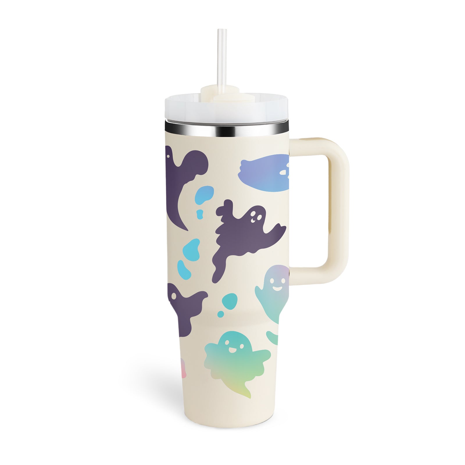 40 Oz Stainless Steel Spill Proof Tumbler With Handle Straw Insulated.