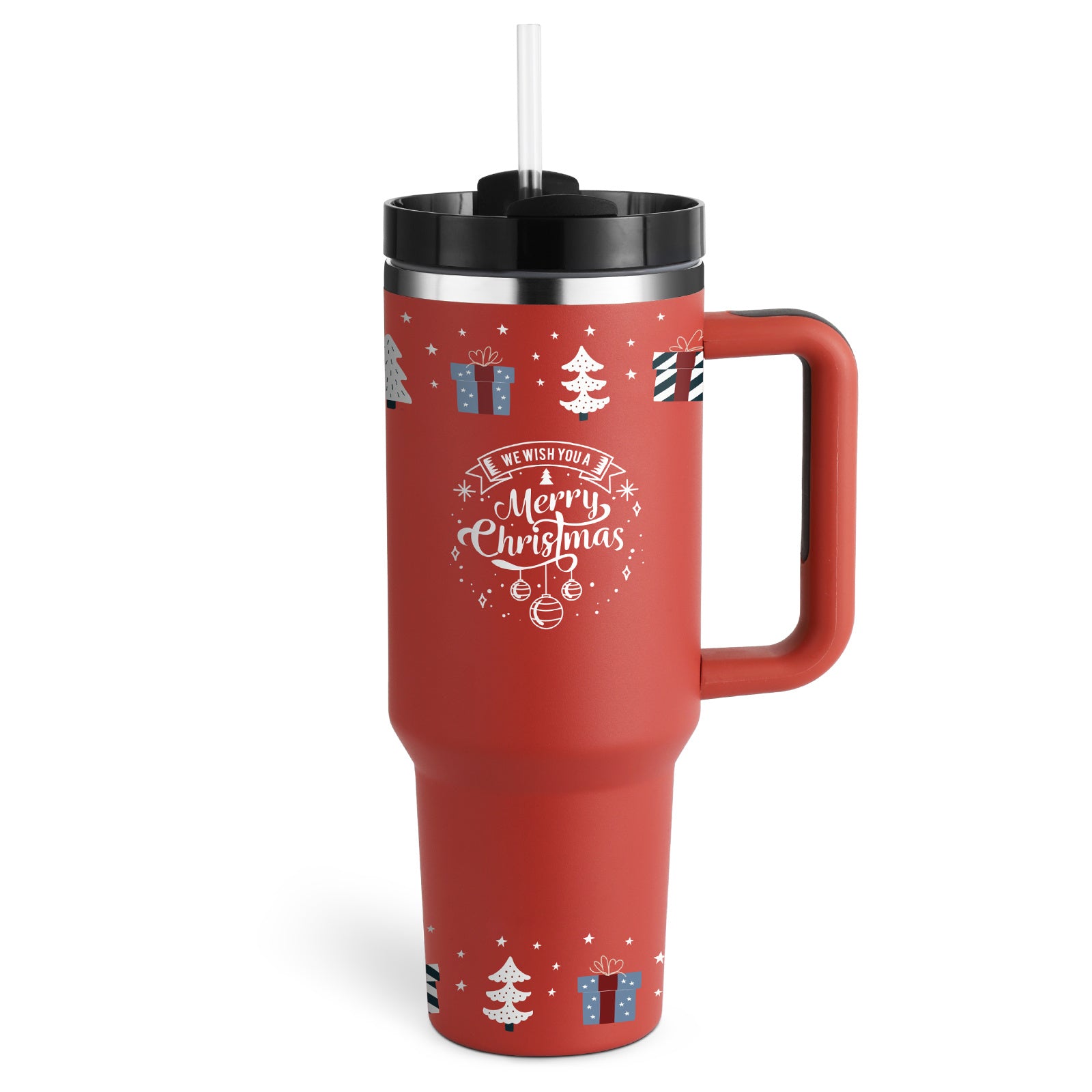 40 Oz Stainless Steel Spill Proof Tumbler With Handle Straw Insulated.