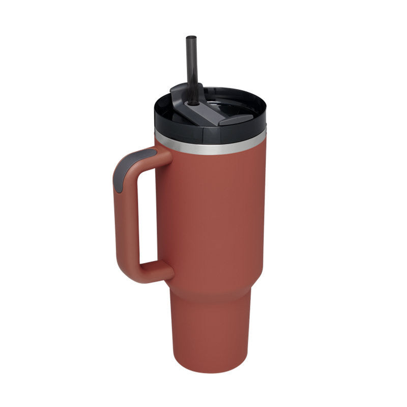 40 Oz Stainless Steel Spill Proof Tumbler With Handle Straw Insulated.