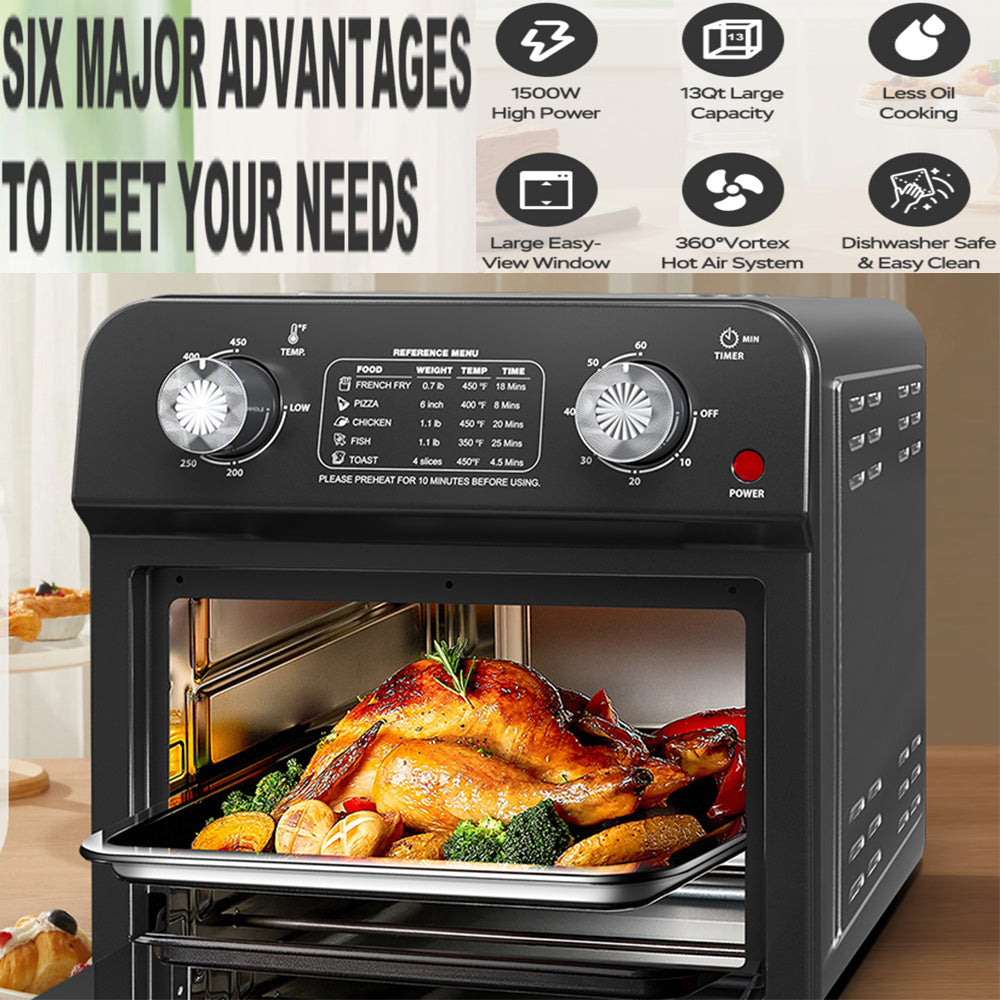 12.5 Qt Air Fryer With Dual Knob Control,