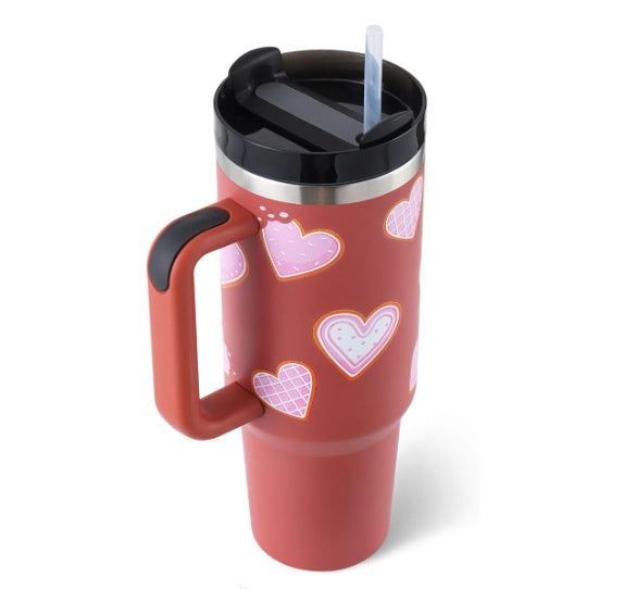 40 Oz Stainless Steel Spill Proof Tumbler With Handle Straw Insulated.