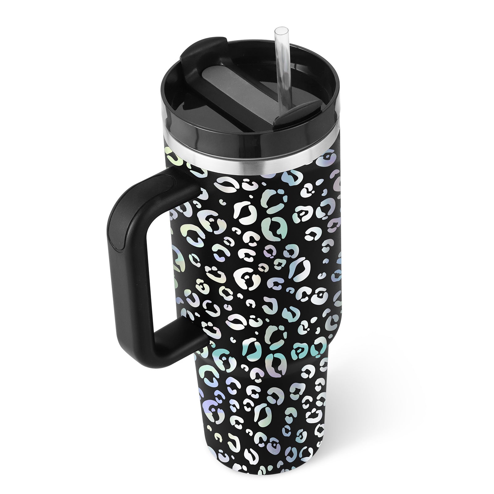 40 Oz Stainless Steel Spill Proof Tumbler With Handle Straw Insulated.