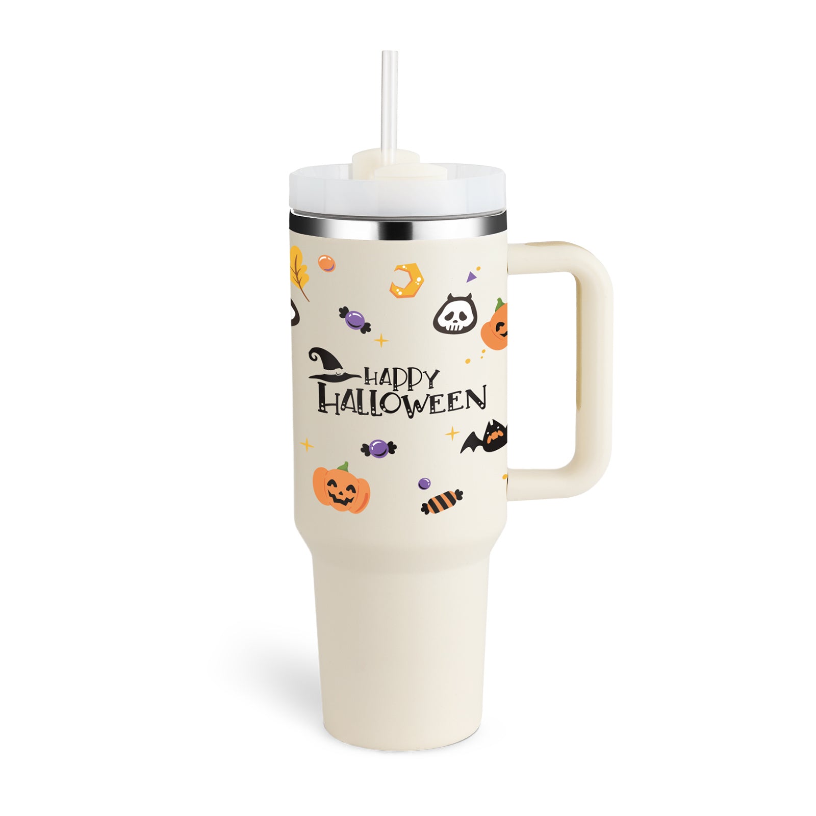 40 Oz Stainless Steel Spill Proof Tumbler With Handle Straw Insulated.