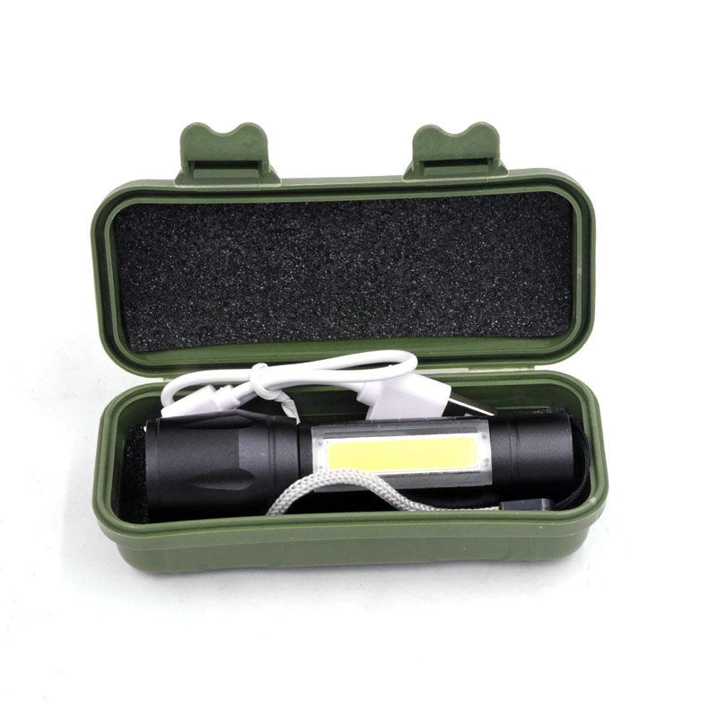 Mini USB Power Torch Multi-function Zoom Cob Flashlight
