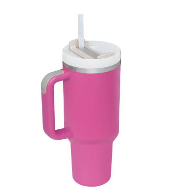40 Oz Stainless Steel Spill Proof Tumbler With Handle Straw Insulated.
