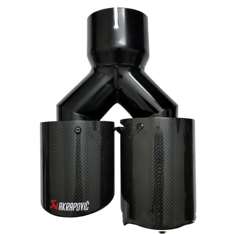 Car Modified Muffler Double Out Bright Black Exhaust Pipe Tail Throat