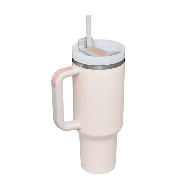 40 Oz Stainless Steel Spill Proof Tumbler With Handle Straw Insulated.