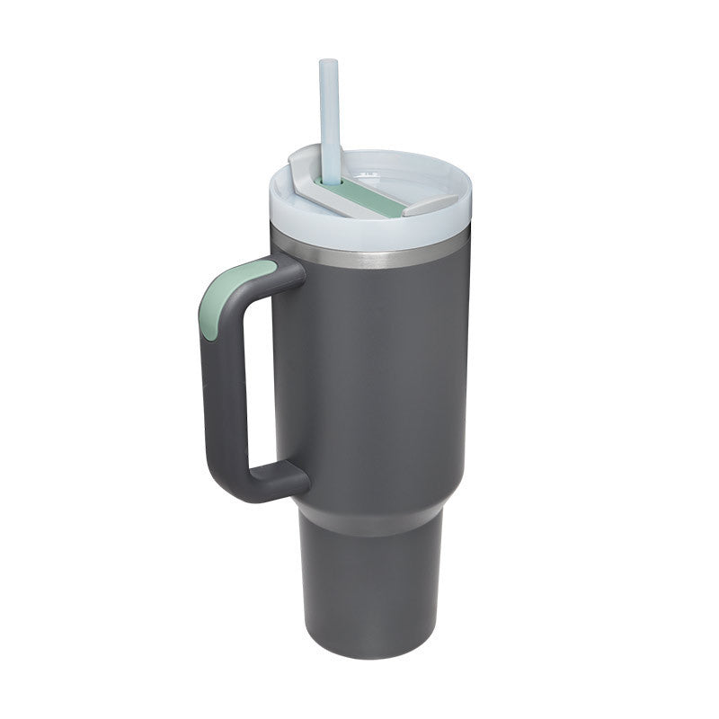 40 Oz Stainless Steel Spill Proof Tumbler With Handle Straw Insulated.