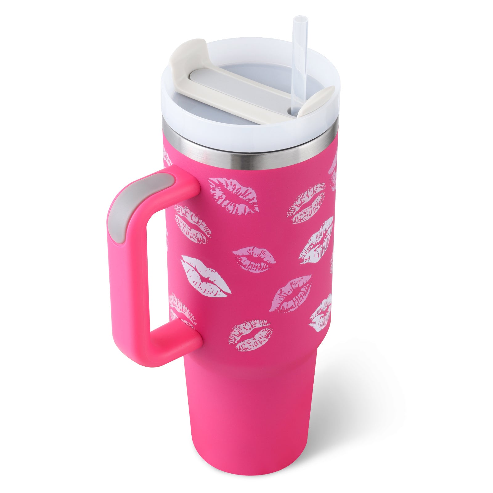 40 Oz Stainless Steel Spill Proof Tumbler With Handle Straw Insulated.