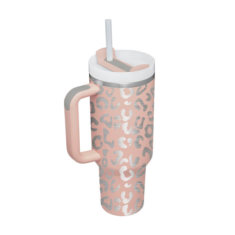 40 Oz Stainless Steel Spill Proof Tumbler With Handle Straw Insulated.