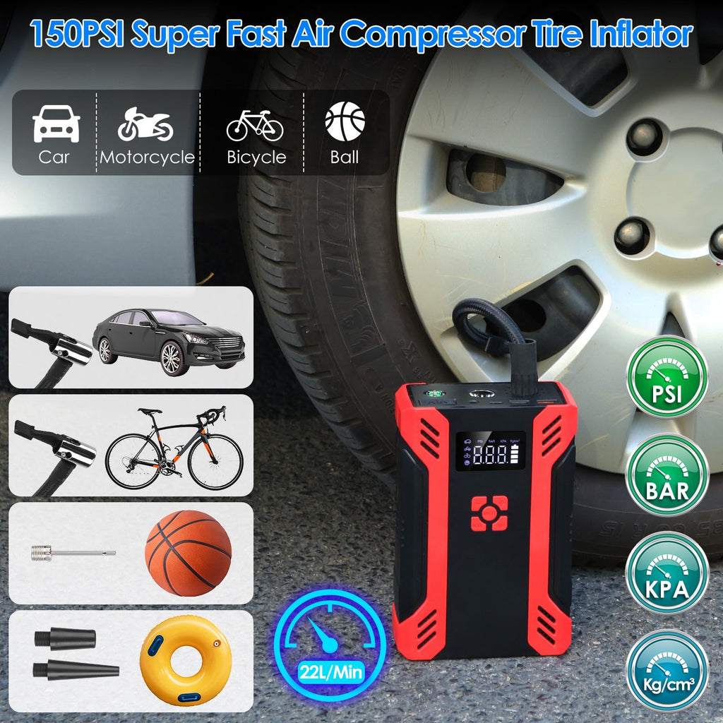 1Pc Car Jump Starter With Air Compressor