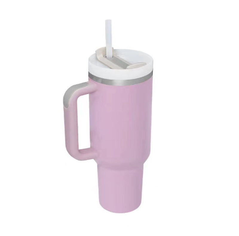 40 Oz Stainless Steel Spill Proof Tumbler With Handle Straw Insulated.