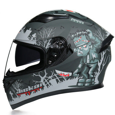 Funky Motorcycle Helmet Anti-fog Dual Lens Full Face Helmet, Bluetooth, Protective Helmet