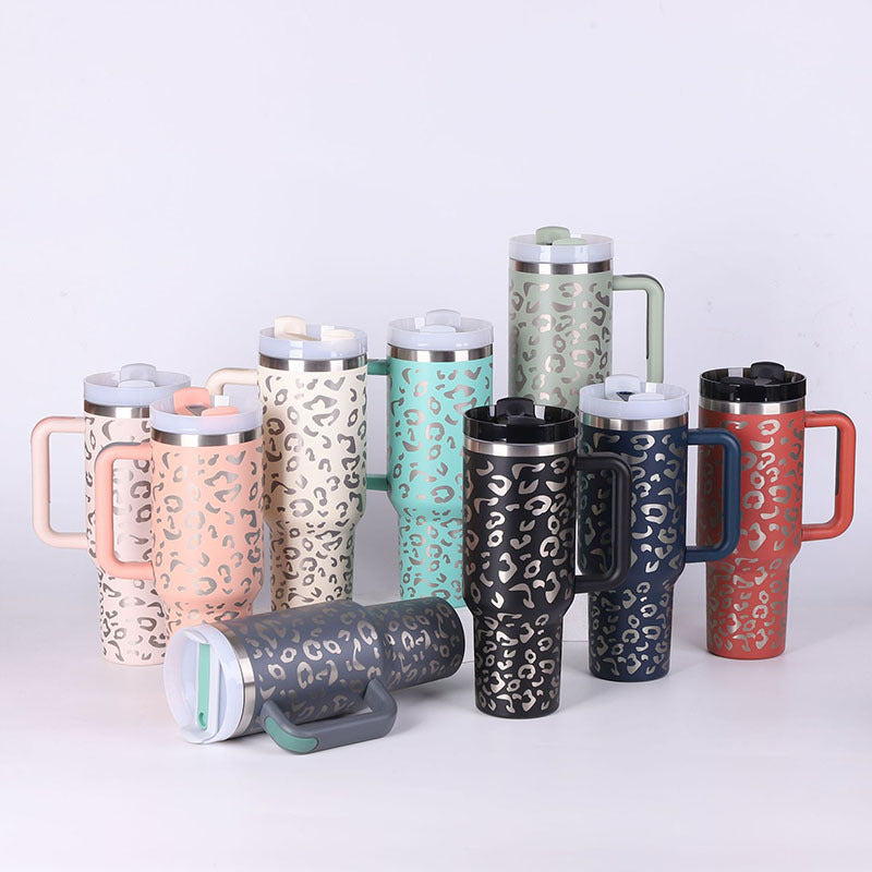 40 Oz Stainless Steel Spill Proof Tumbler With Handle Straw Insulated.