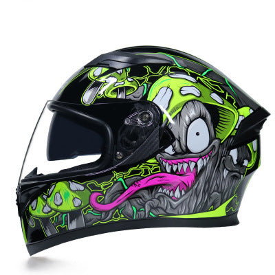 Funky Motorcycle Helmet Anti-fog Dual Lens Full Face Helmet, Bluetooth, Protective Helmet
