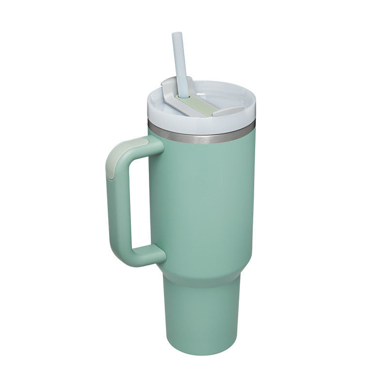 40 Oz Stainless Steel Spill Proof Tumbler With Handle Straw Insulated.