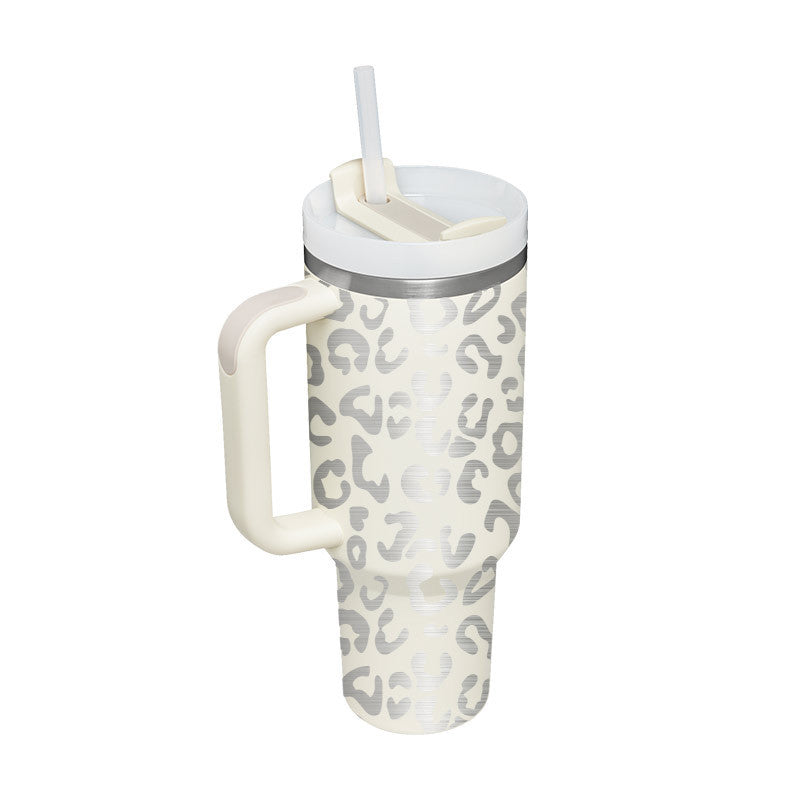 40 Oz Stainless Steel Spill Proof Tumbler With Handle Straw Insulated.
