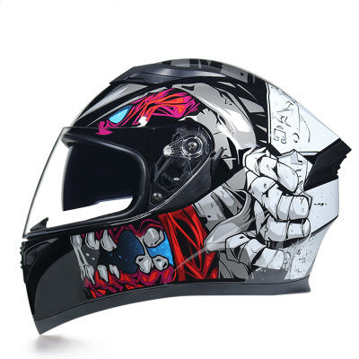 Funky Motorcycle Helmet Anti-fog Dual Lens Full Face Helmet, Bluetooth, Protective Helmet