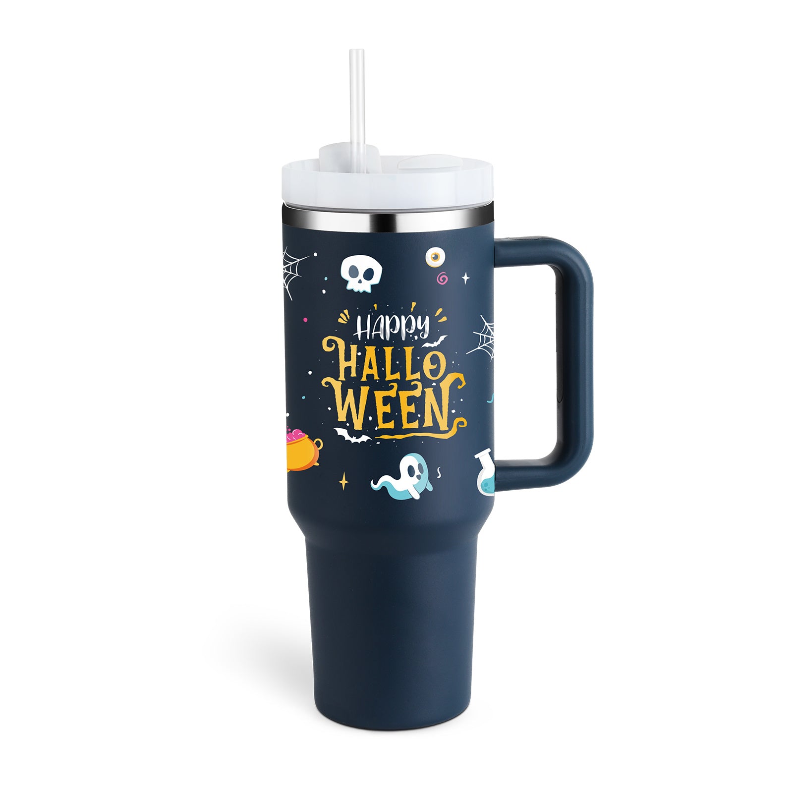 40 Oz Stainless Steel Spill Proof Tumbler With Handle Straw Insulated.