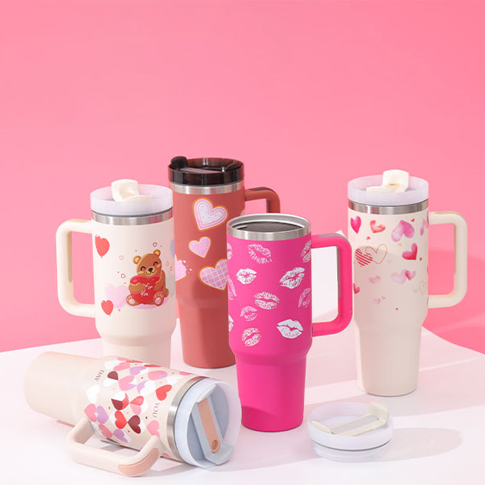 40 Oz Stainless Steel Spill Proof Tumbler With Handle Straw Insulated.