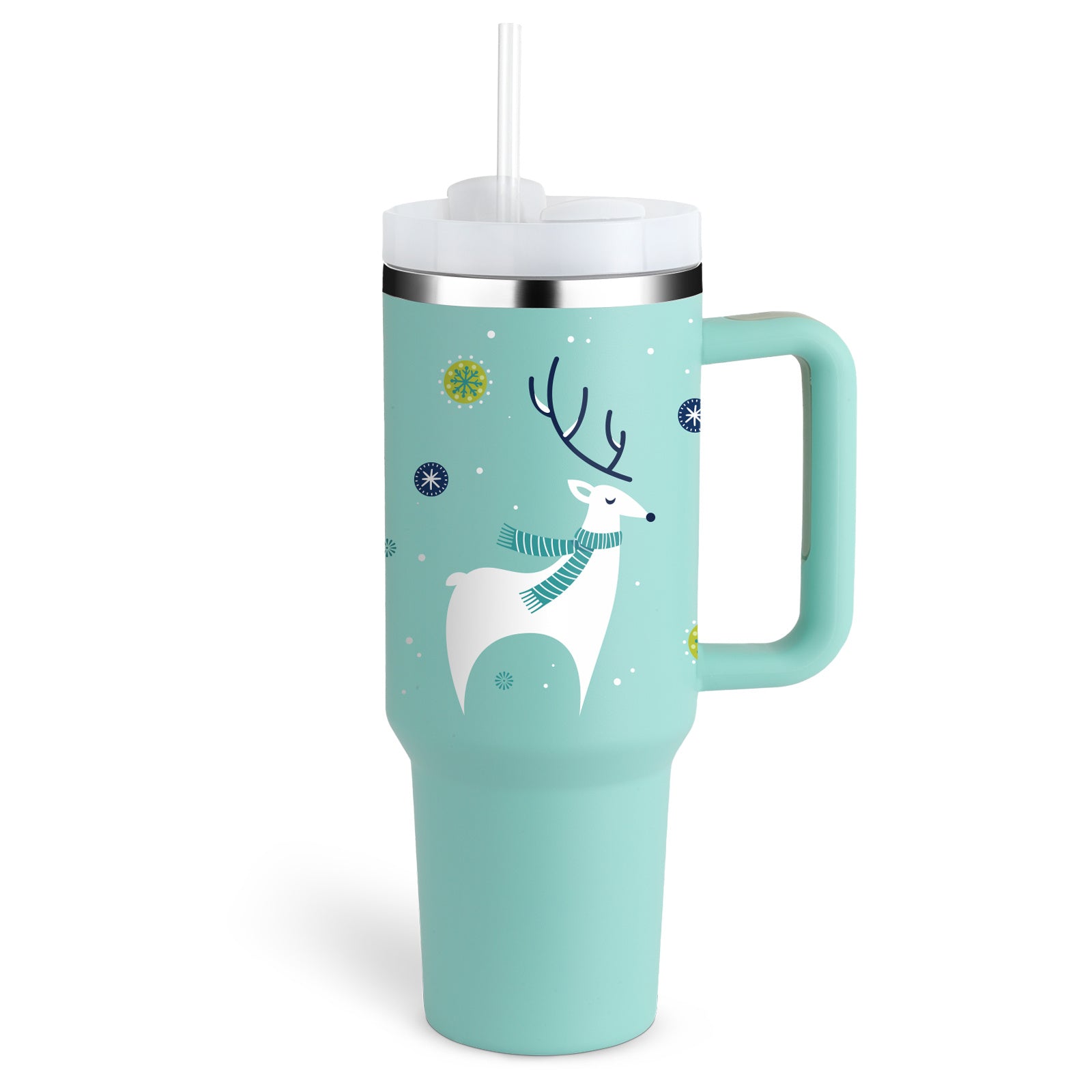40 Oz Stainless Steel Spill Proof Tumbler With Handle Straw Insulated.