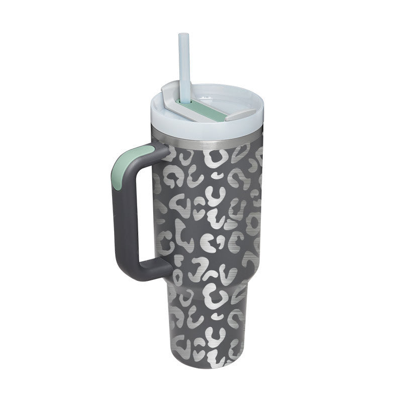 40 Oz Stainless Steel Spill Proof Tumbler With Handle Straw Insulated.