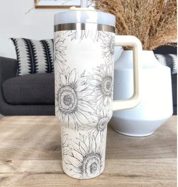 40 Oz Stainless Steel Spill Proof Tumbler With Handle Straw Insulated.