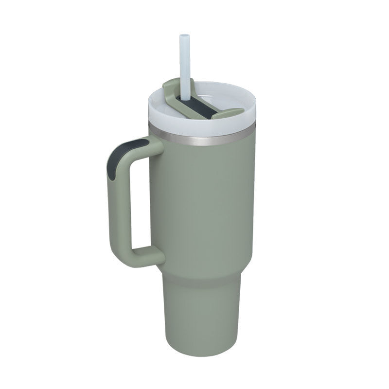 40 Oz Stainless Steel Spill Proof Tumbler With Handle Straw Insulated.
