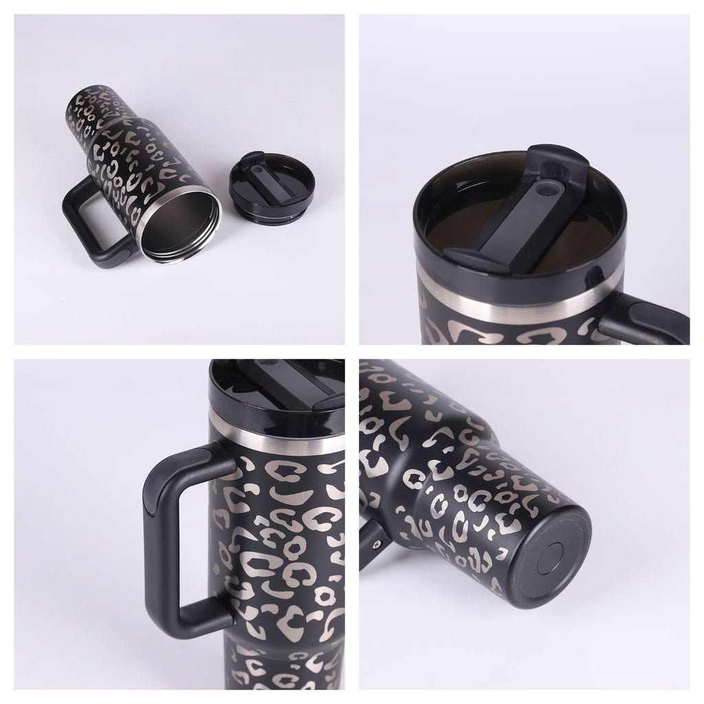 40 Oz Stainless Steel Spill Proof Tumbler With Handle Straw Insulated.