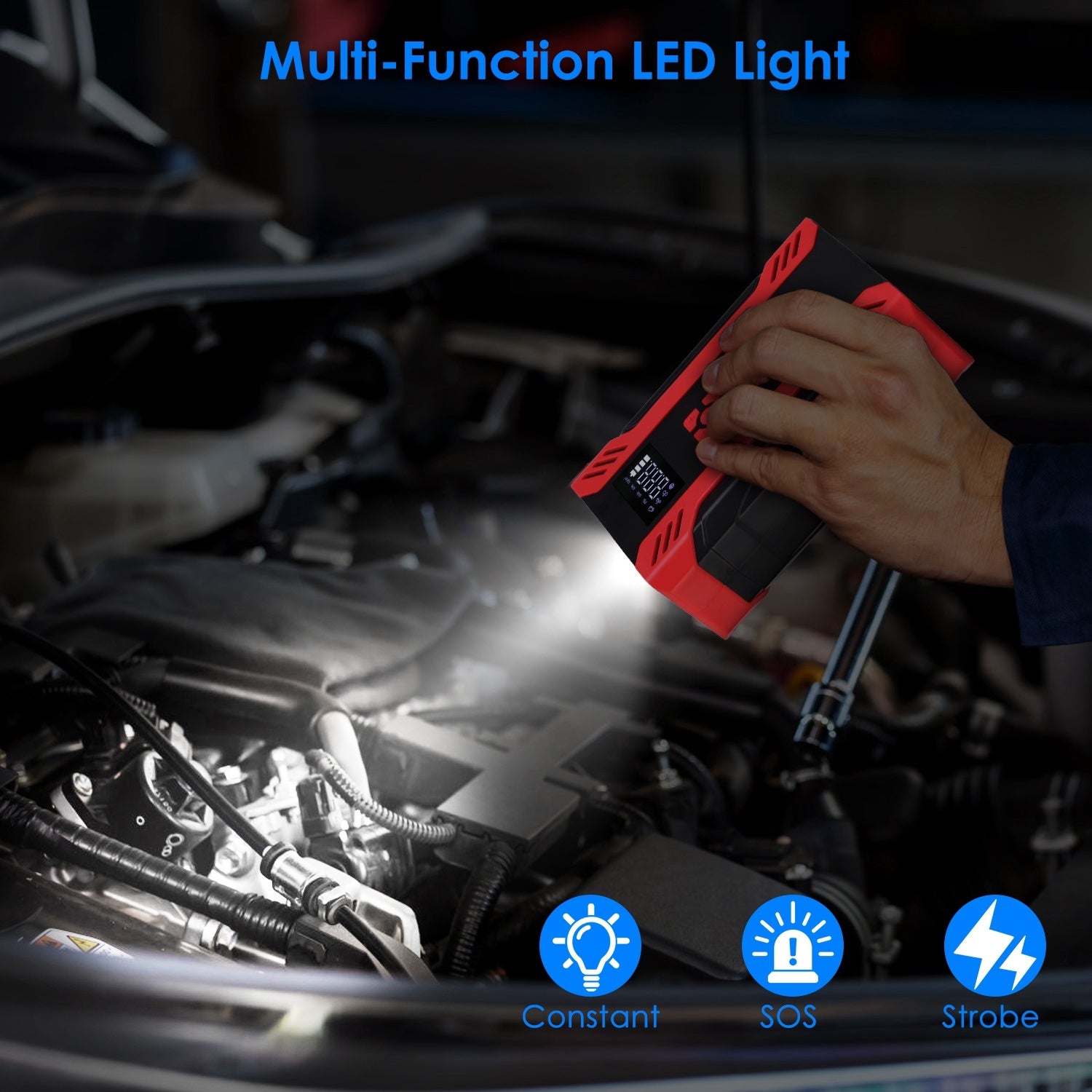 1Pc Car Jump Starter With Air Compressor