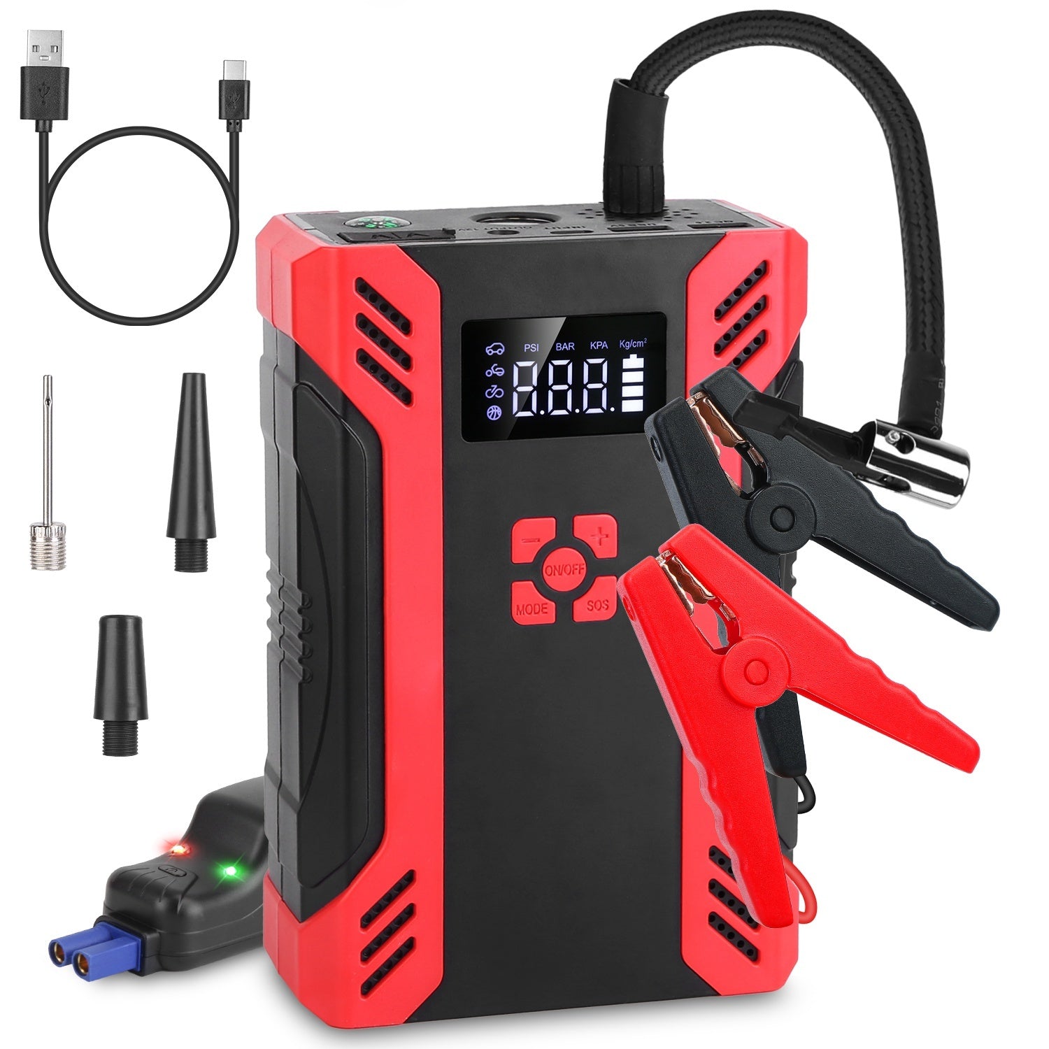 1Pc Car Jump Starter With Air Compressor