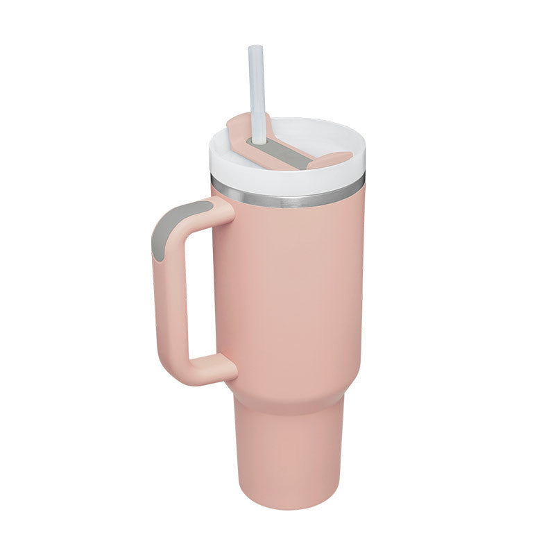 40 Oz Stainless Steel Spill Proof Tumbler With Handle Straw Insulated.